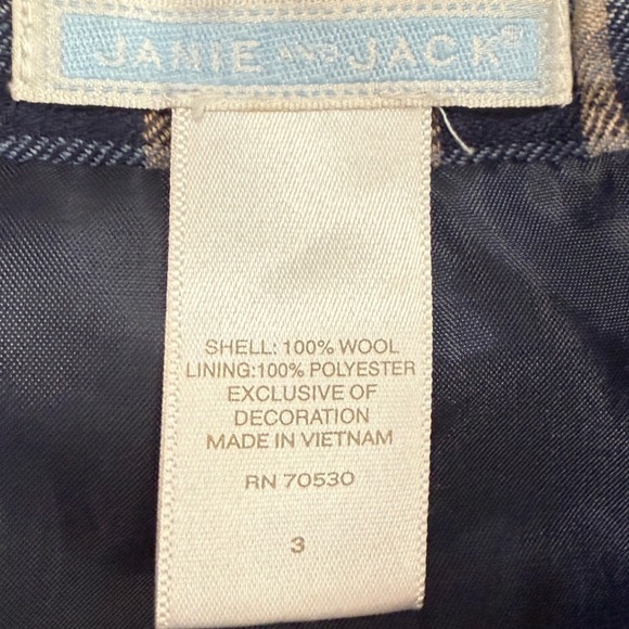 Janie and Jack Plaid Blazer Jacket Toddler Boys 3 Wool Sport Coat Blue Tan - Picture 6 of 9